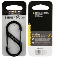 Nite Ize S-Biner Black Stainless Steel Size #3 (3"), Carabiner